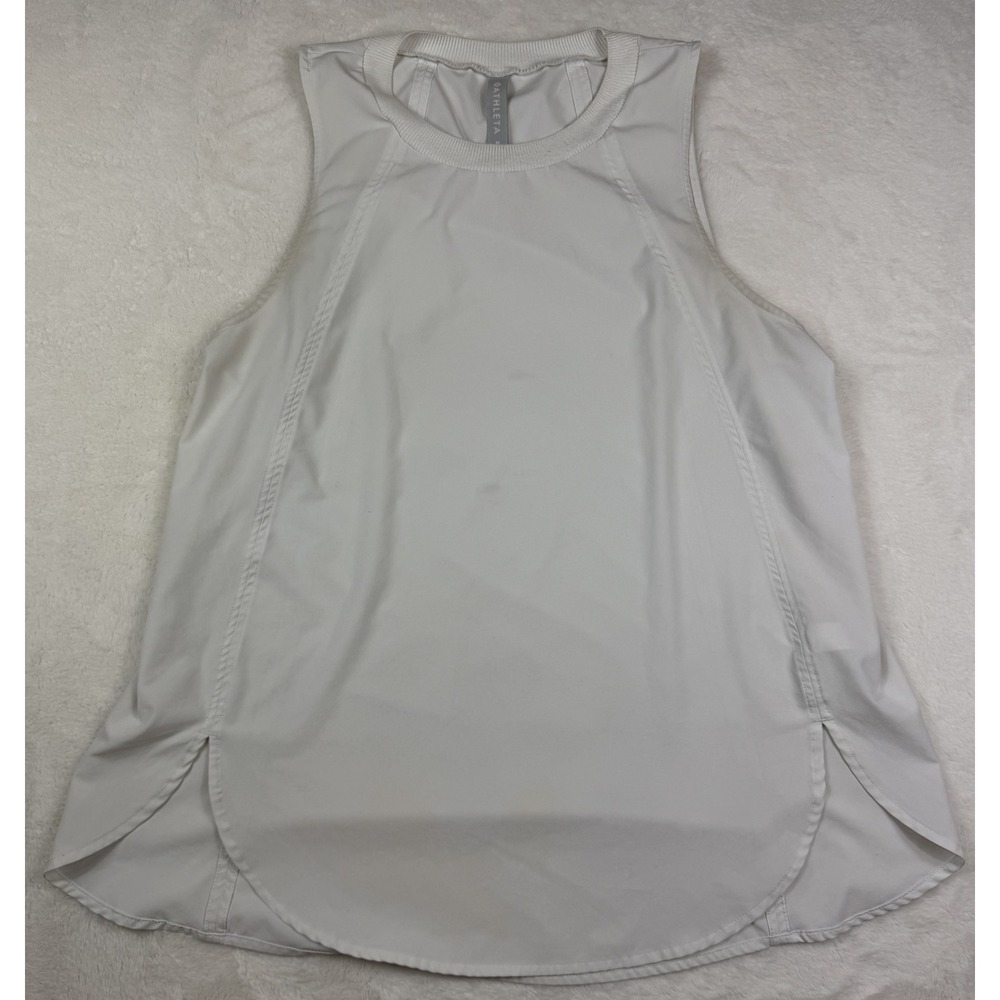 Athleta Womens Off-White Sleeveless Activewear Tank Top Size M Curved Hem
